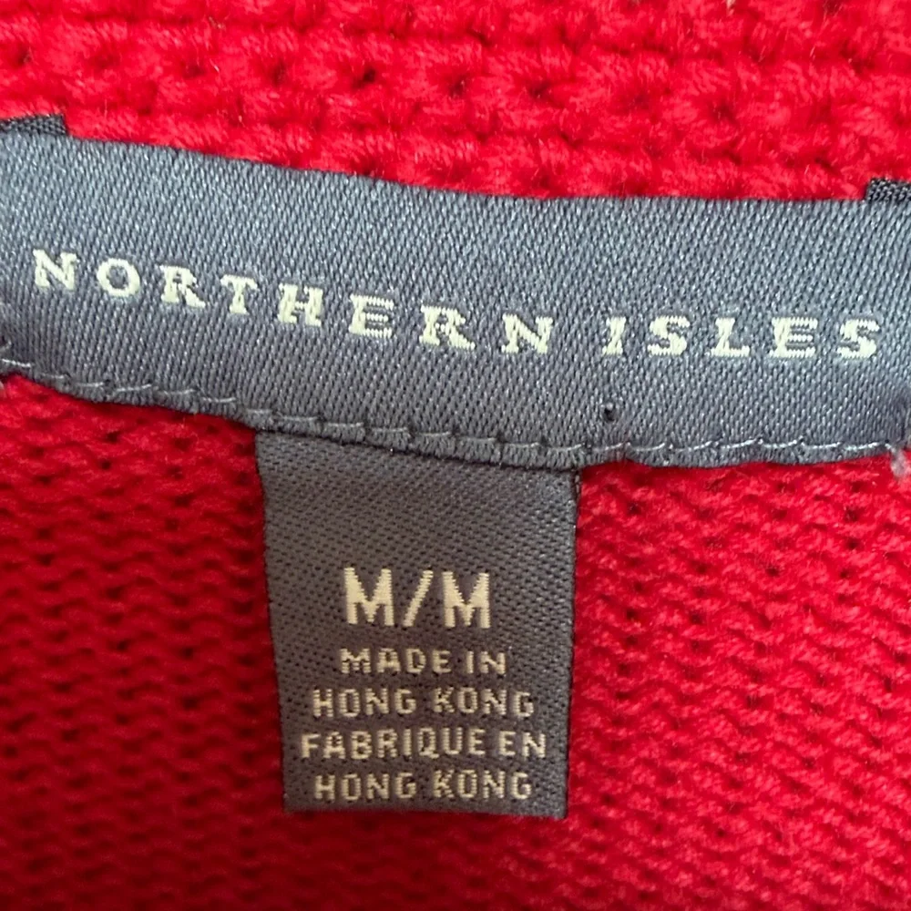 Northern Isles Vintage cherry red cardigan with bamboo and panda print.  Medium